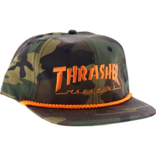 Thrasher Rope SnapBack Hat (Camo/Orange 