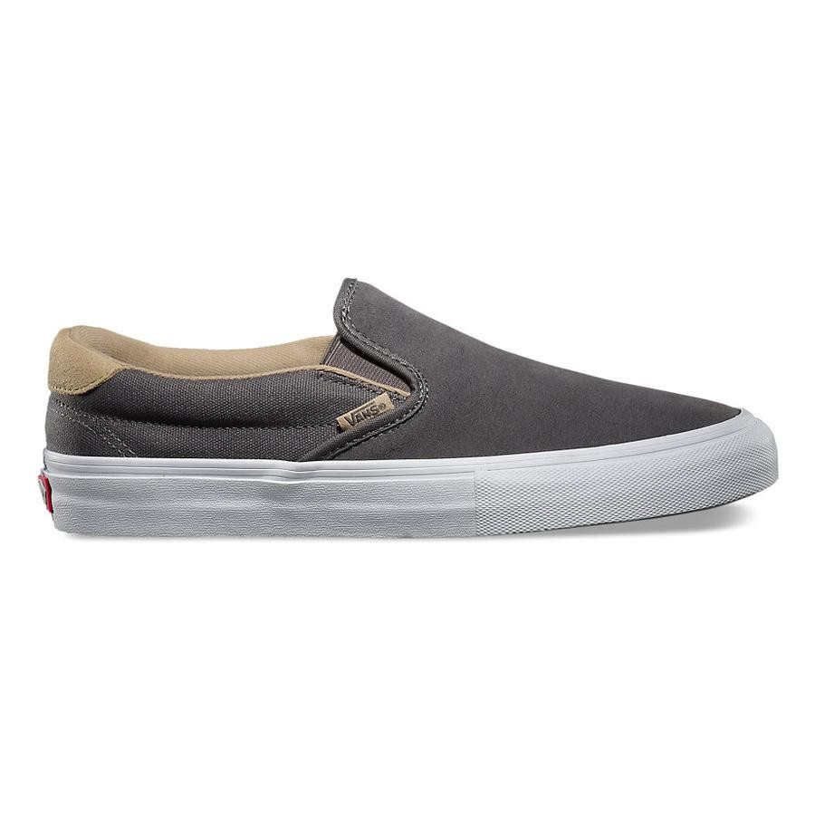 charcoal grey vans slip ons