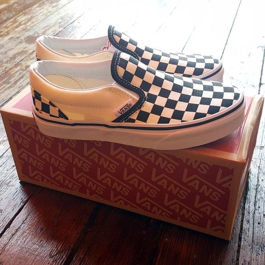 vans slip ons checkerboard kids