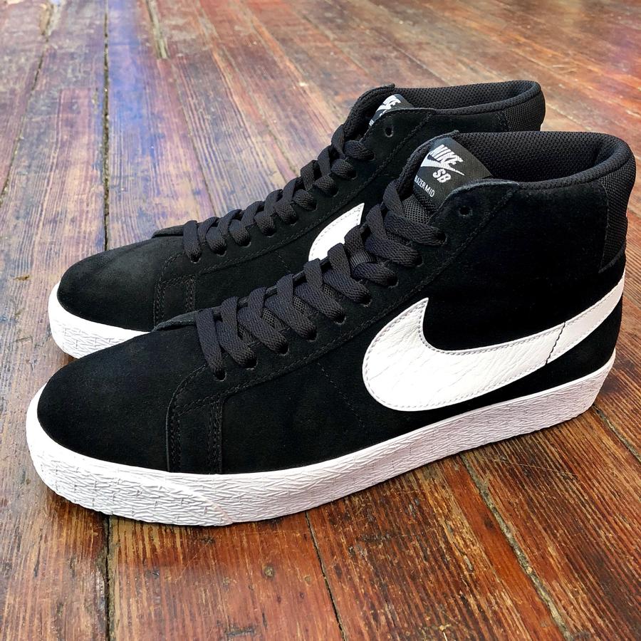 nike sb blazer mid black white