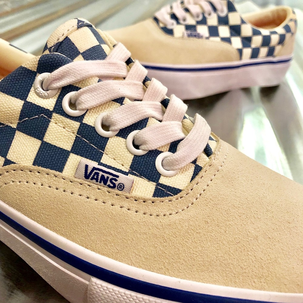 blue and white checkered vans