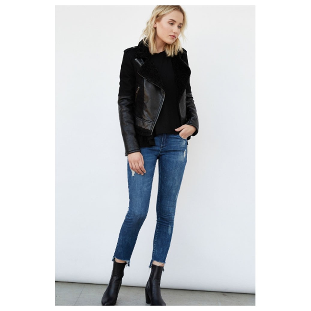 blank nyc blue leather jacket