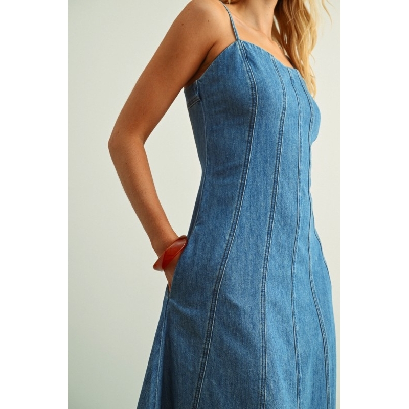 miou muse denim dress Denim Column Dress