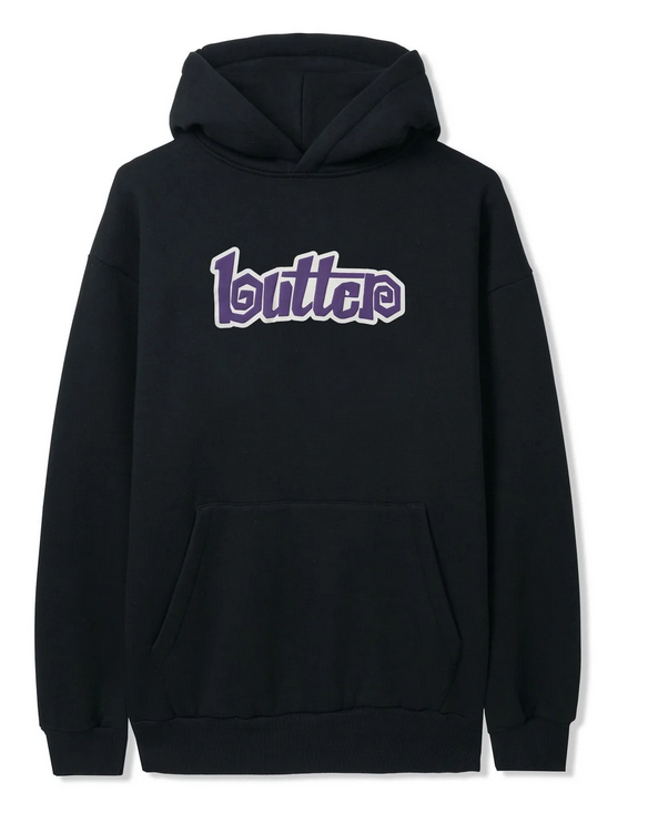 【BUTTER GOODS】 COLOURS EMBROIDERED PULLOVER HOOD : BLACK Basic Pullover Hood, Black – Butter Goods
