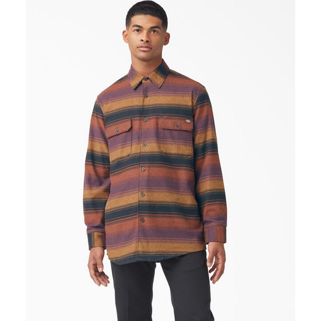Dickies Regular Fit Flannel Shirt (Wine Blanket Stripe) Shirts Long
