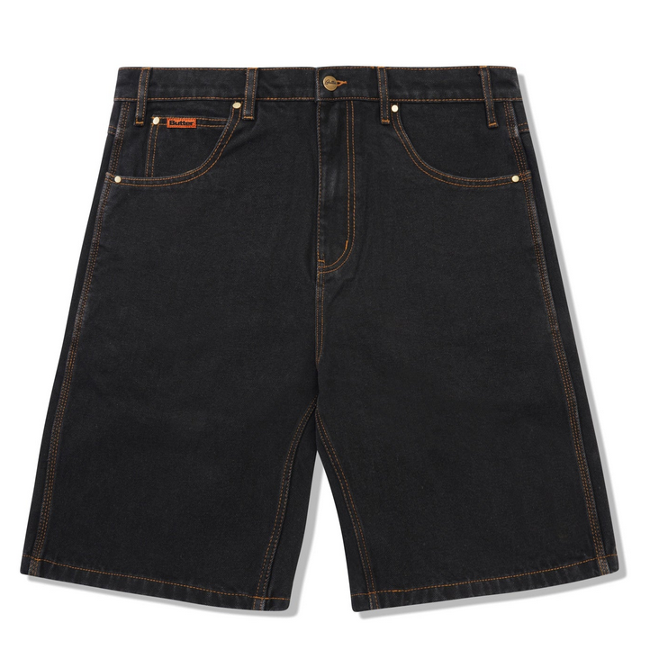 Baggy Denim Shorts Washed Black