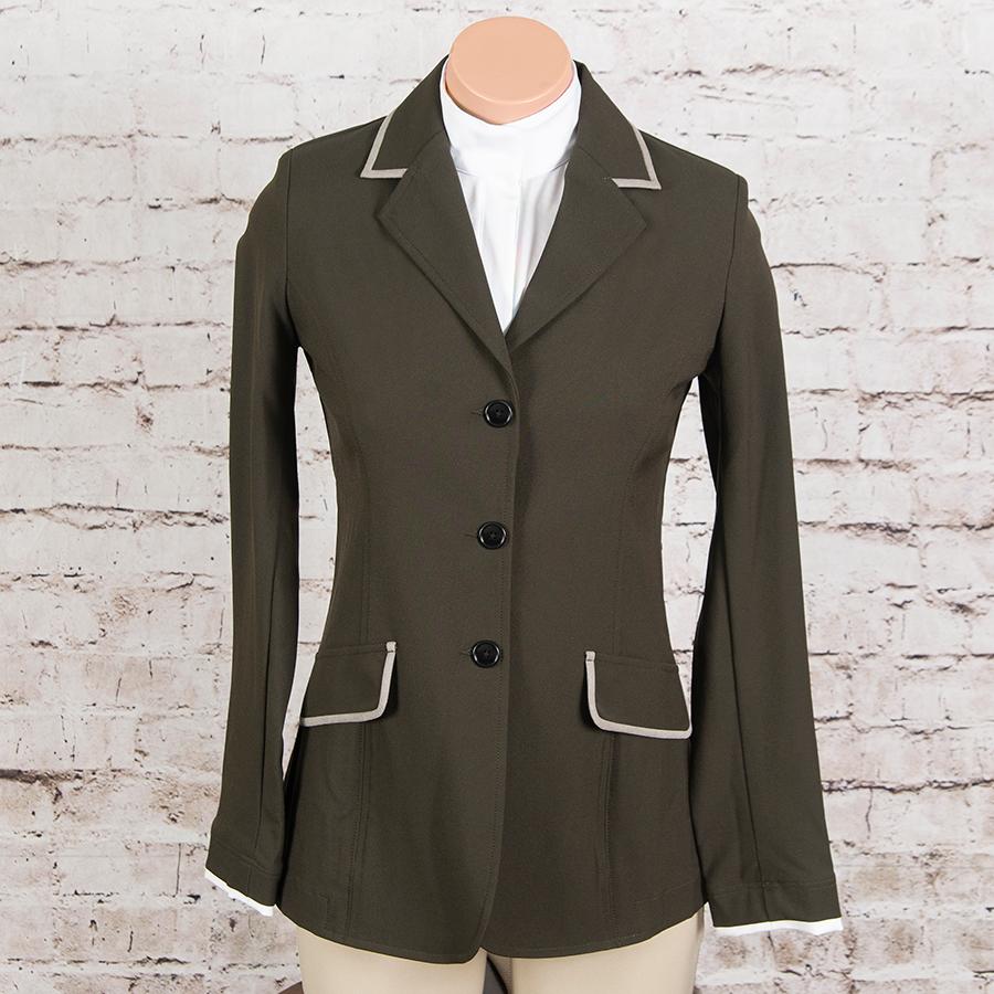 Charles Ancona Consigned Ladies Hunt Coat with Trim (Dark Green, Size 6