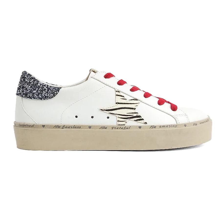 Shu Shop Reba Platform Graphite Glitter Star Sneaker (White/Black/Red ...