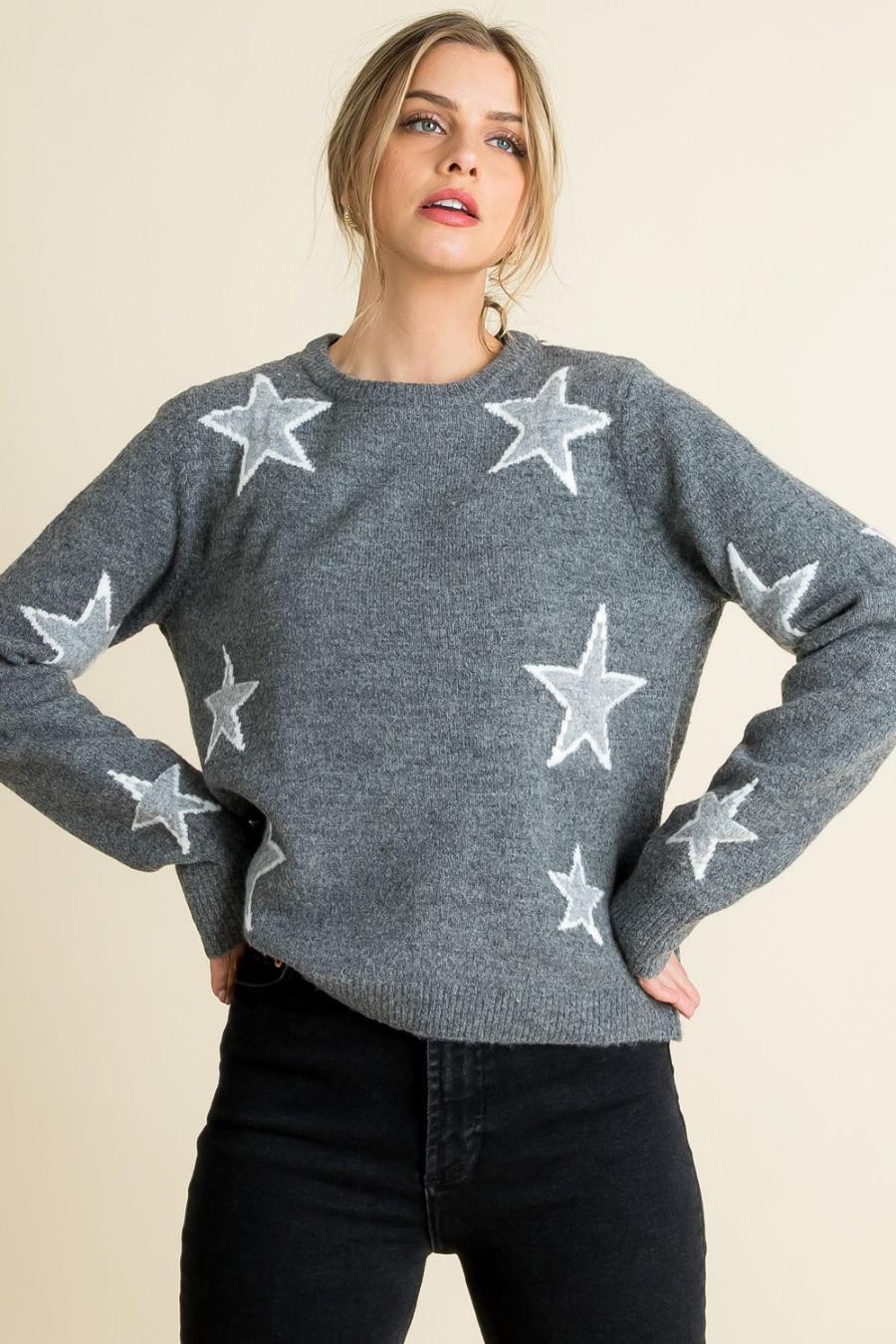 Theme Maren Star Sweater (Grey) Sweaters at Chagrin Saddlery Main