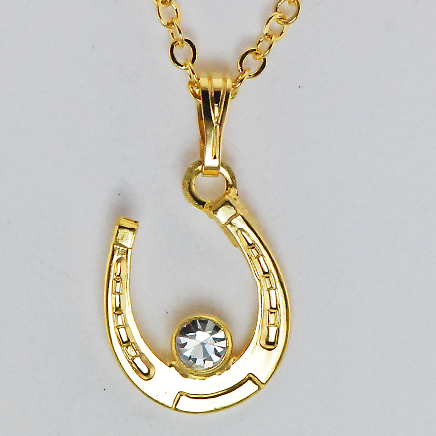 The Finishing Touch Horseshoe Necklace (Gold/Crystal) Necklace::Gold/C