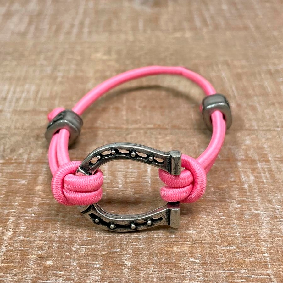 The Finishing Touch Silver Horseshoe Bungee Bracelet (Pink) Accessories