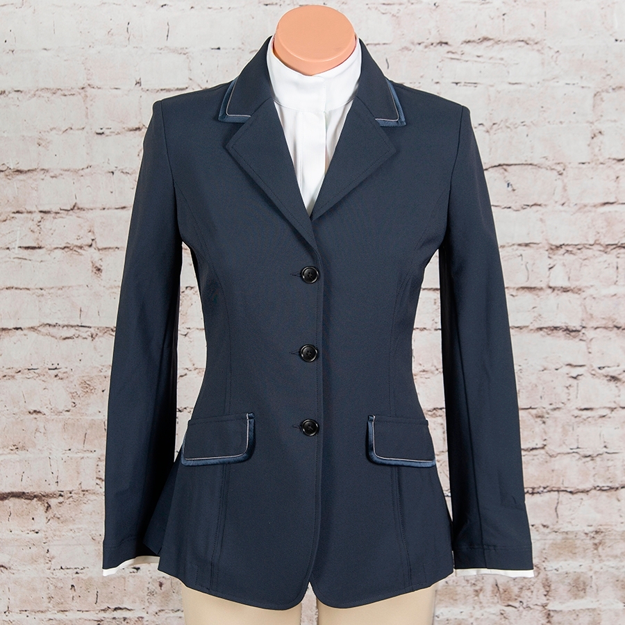Charles Ancona Consigned Ladies Hunt Coat with trim (Navy, Size 8) Hunt
