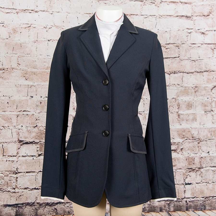 Charles Ancona Consigned Ladies Hunt Coat with Trim (Navy, Size 00