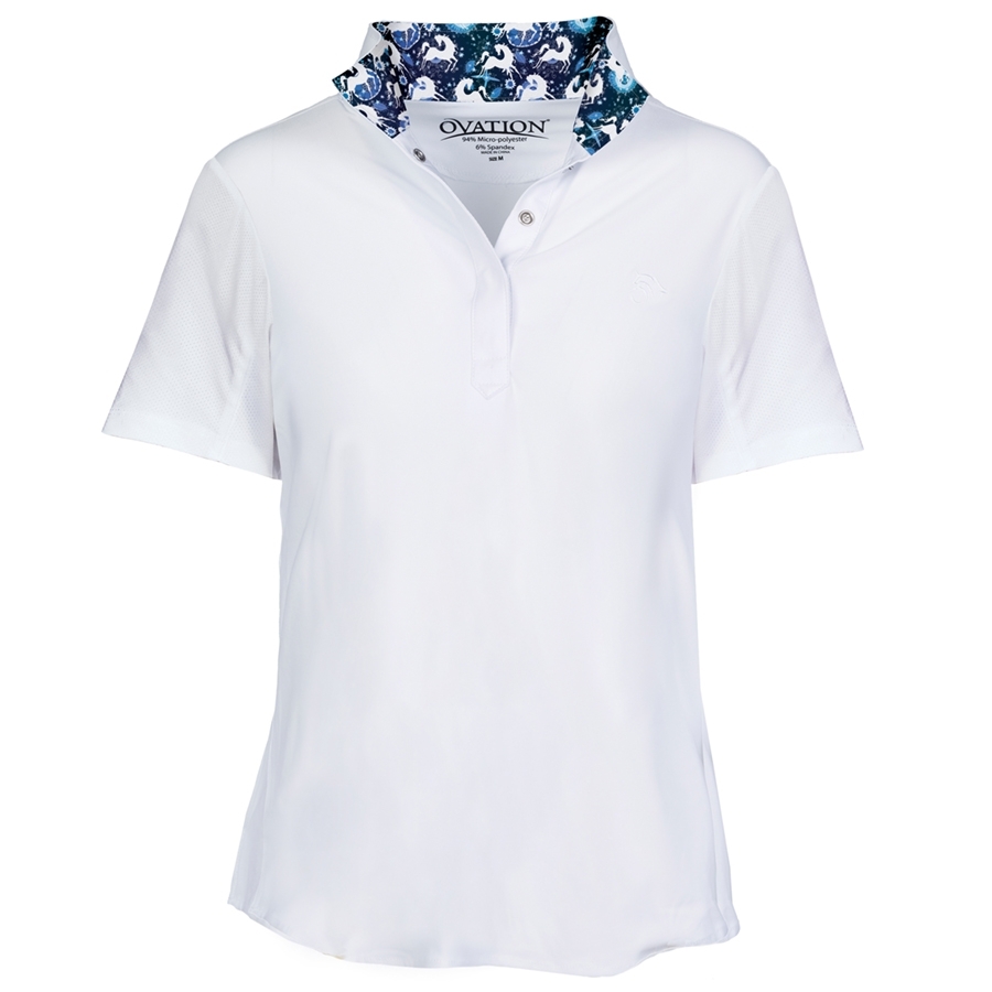 Ovation Girls Ellie Short Sleeve Show Shirt (White/Blue Whims) Kids ...