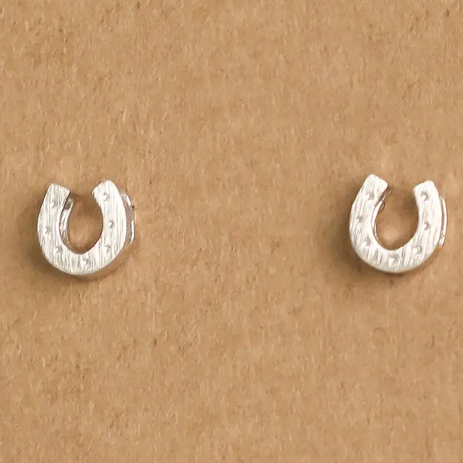 Fame Accessories Mini Horseshoe Post Stud Earrings (Silver) Accessories