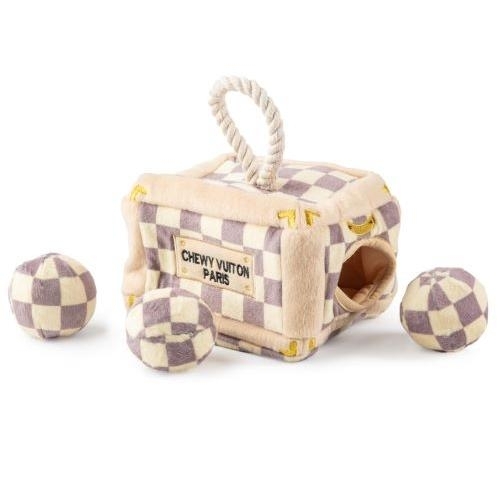 Haute Diggity Dog Checker Chewy Vuiton Trunk Activity House Dog Toy Gifts  For the Pet Dog at Chagrin Saddlery Main