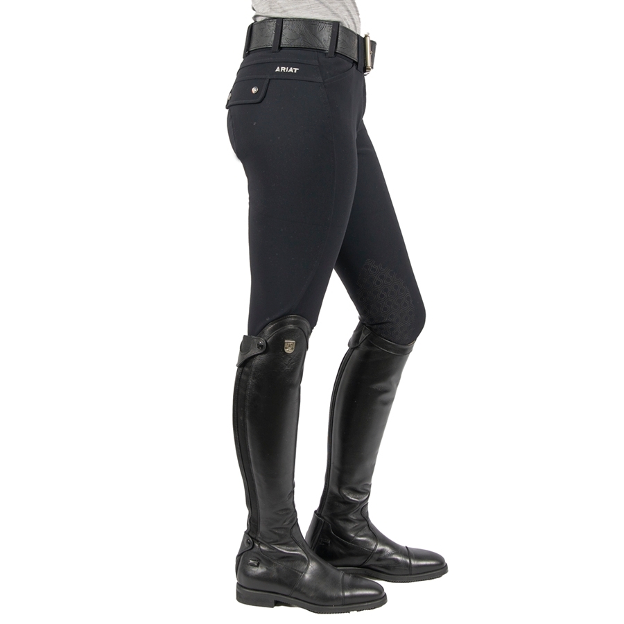 Ariat Ladies Tri Factor Grip Eq Knee Patch Breech (Black) Ladies Breeches  at Chagrin Saddlery Main