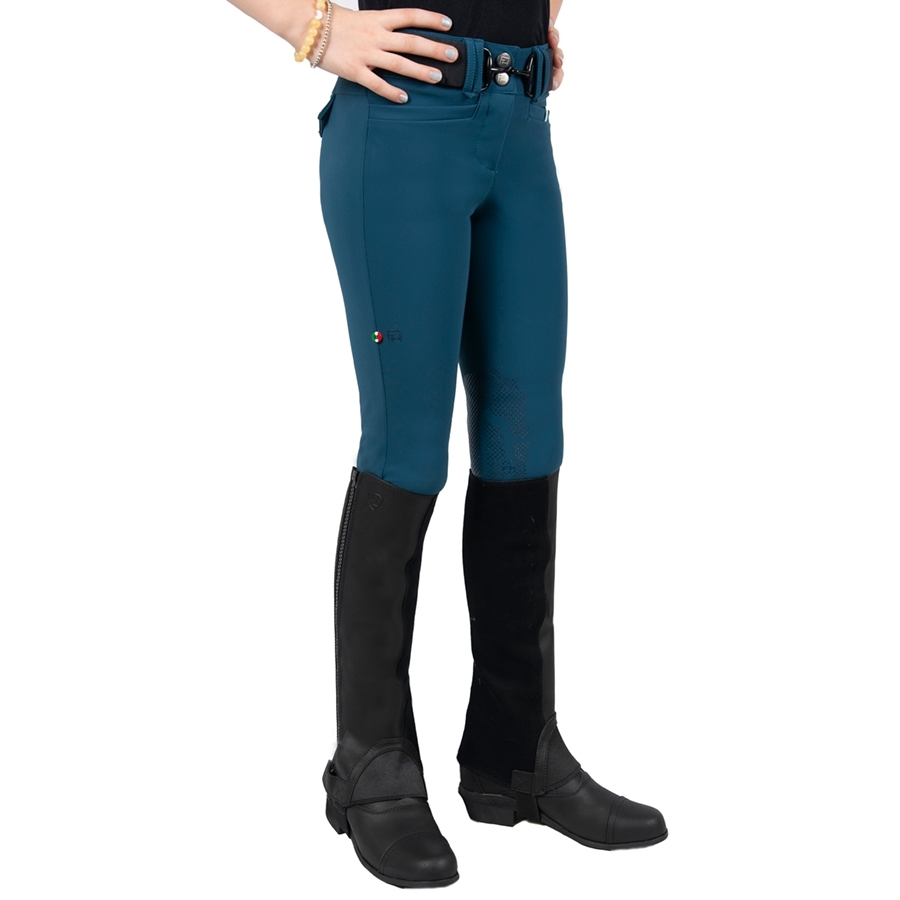 For Horses Girls Poppy Ultra Move Knee Patch Breech (Dark Teal) Kids