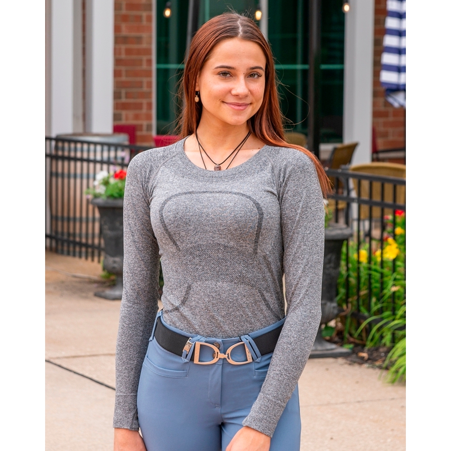 Athleteq Ladies Sofi Seamless Technical Long Sleeve Shirt (Light Grey)  Ladies Shirts at Chagrin Saddlery Main