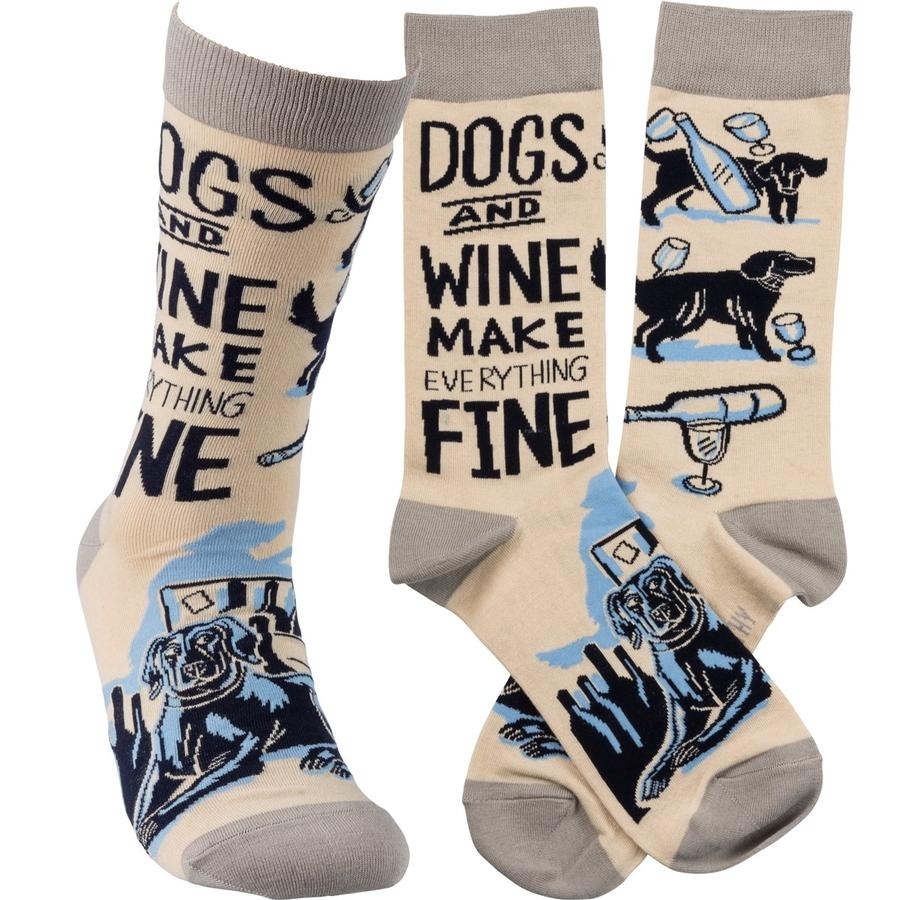 Primitives by Kathy Socks Dogs and Wine Everything Fine Socks Ladies