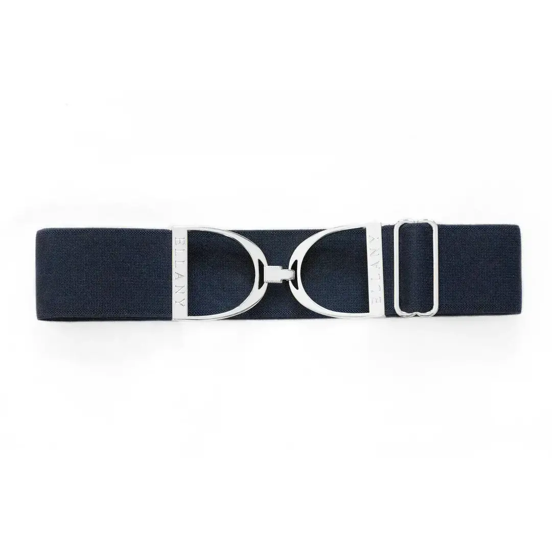 Ellany Equestrian Silver Stirrup Belt IN (Navy) Belts at Chagrin
