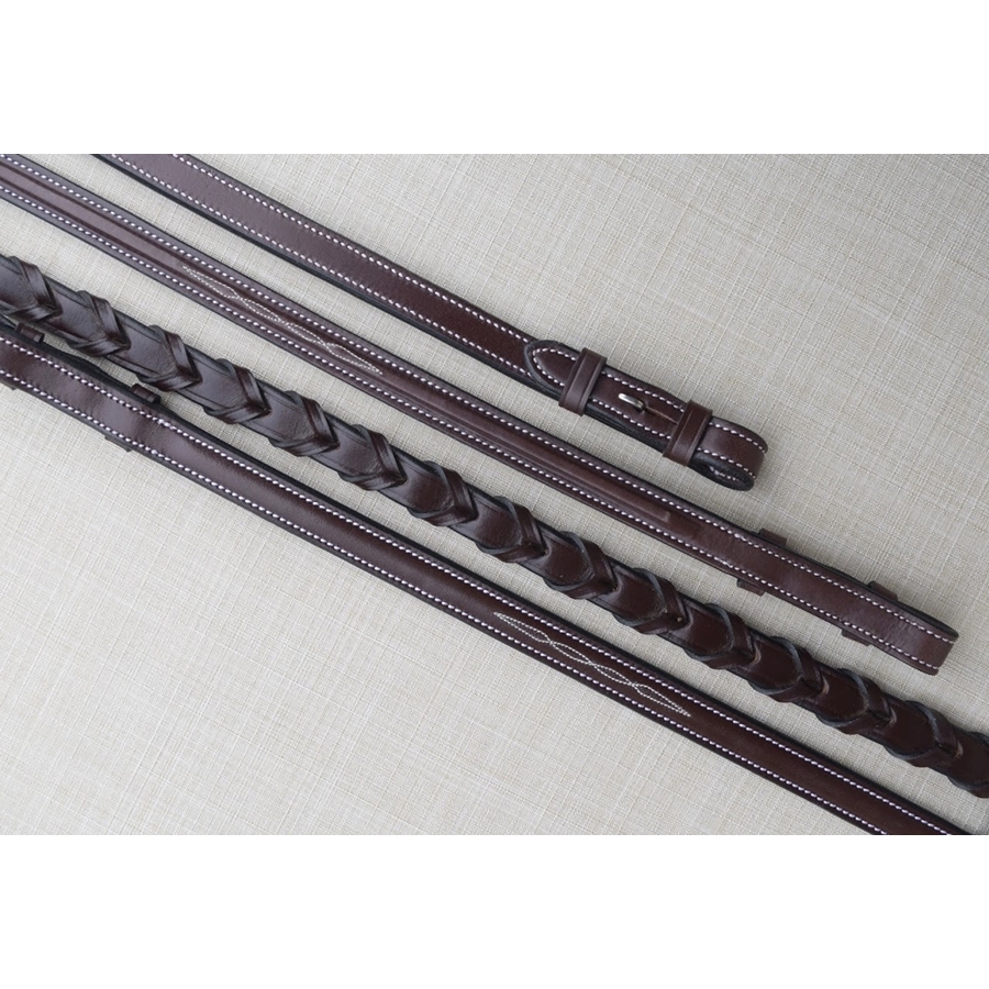 Black Oak Round Raised Laced Reins - Thumbnail 2