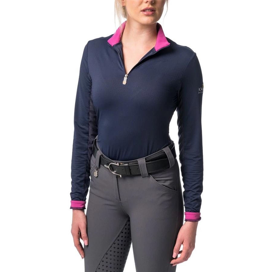 Kastel Denmark Ladies Lightweight Long Sleeve Sun Shirt (Navy/Fuchsia