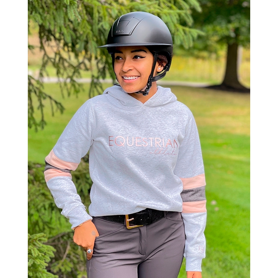 Equine and Design Equestrian Athlete Hoodie (Light Grey/Pink) Hoodies