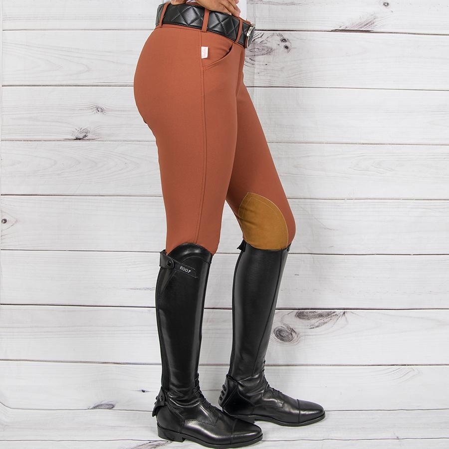 The Tailored Sportsman Ladies Boot Sock Front Zip Breech (Rust/Tan