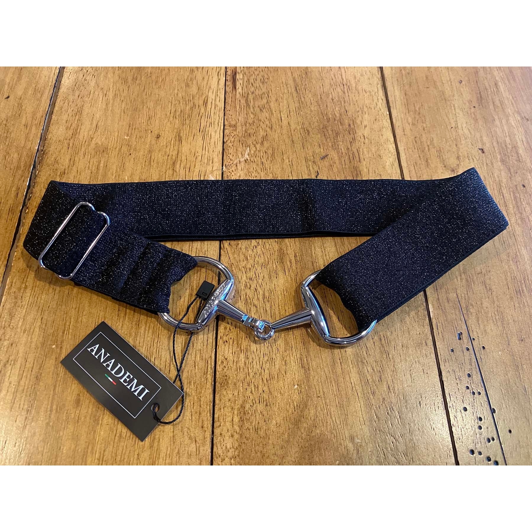Silver and Black Stretch Belt Vintage Waist Belt Black Chunky Wide Stretch 24 main image 3
