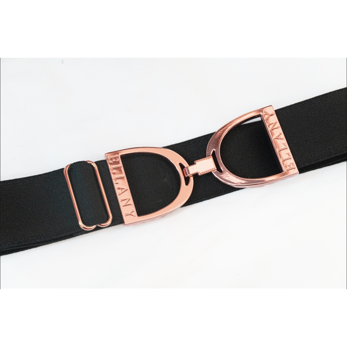 Black - 1.5 Rose Gold Stirrup Elastic Belt – Ellany