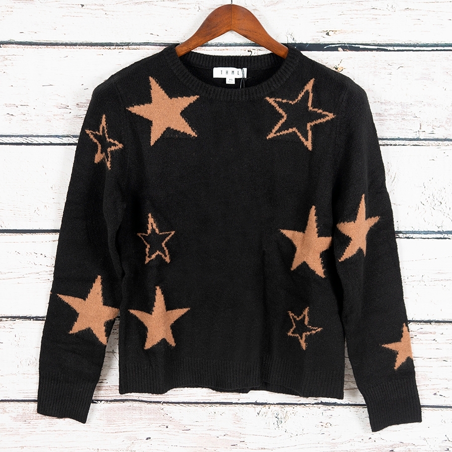 Theme Maren Star Sweater (Black) Sweaters at Chagrin Saddlery Main