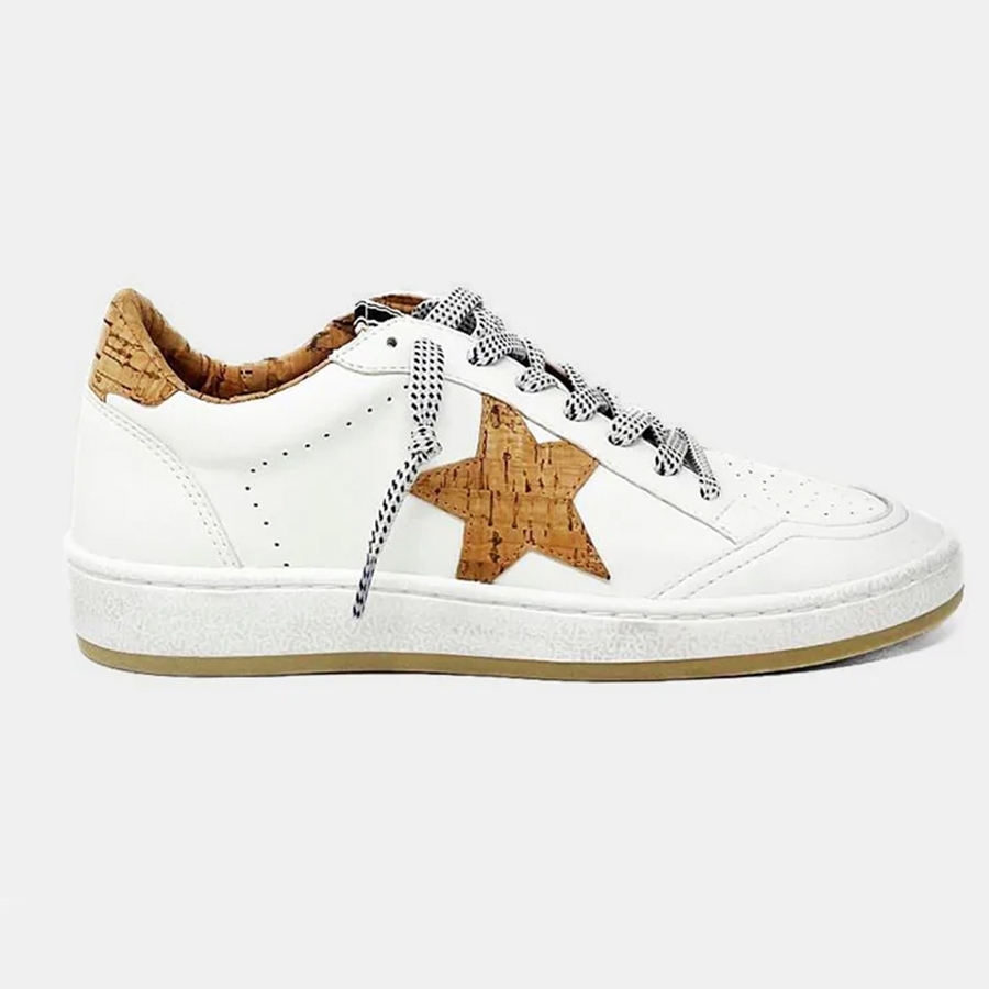 Shu Shop Paz Cork Star Sneaker (White/Cork) Adult Sneakers at Chagrin