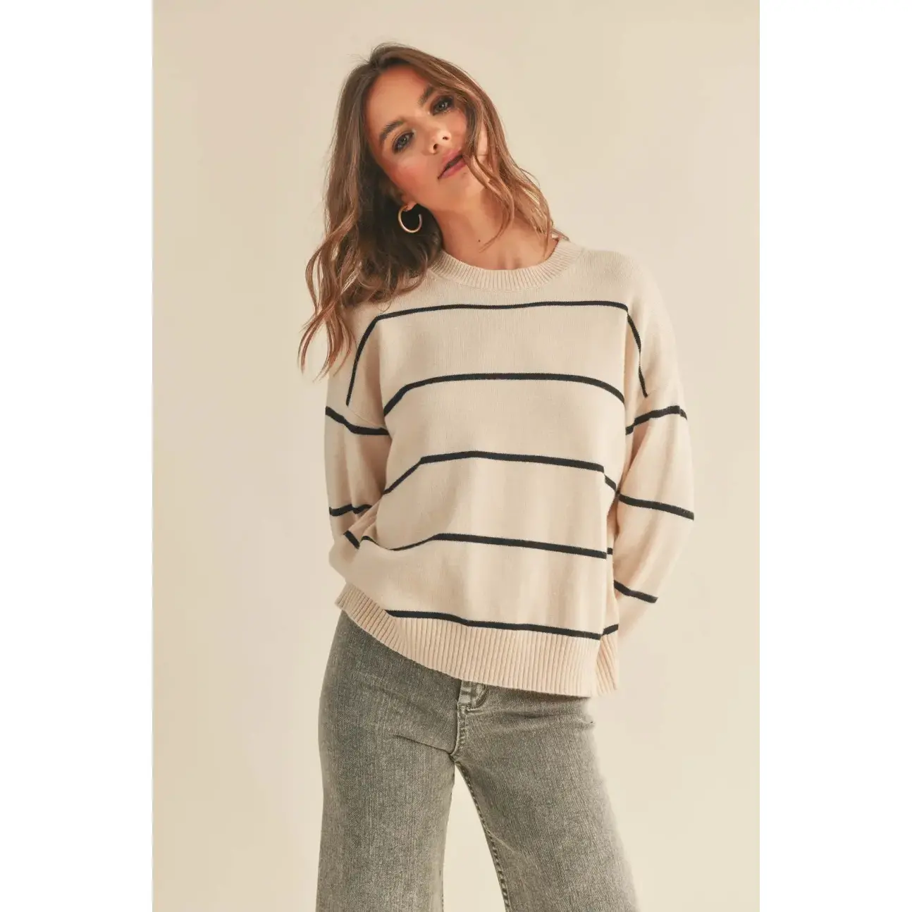 Mila Cotton Striped Sweater - Pink/Yellow