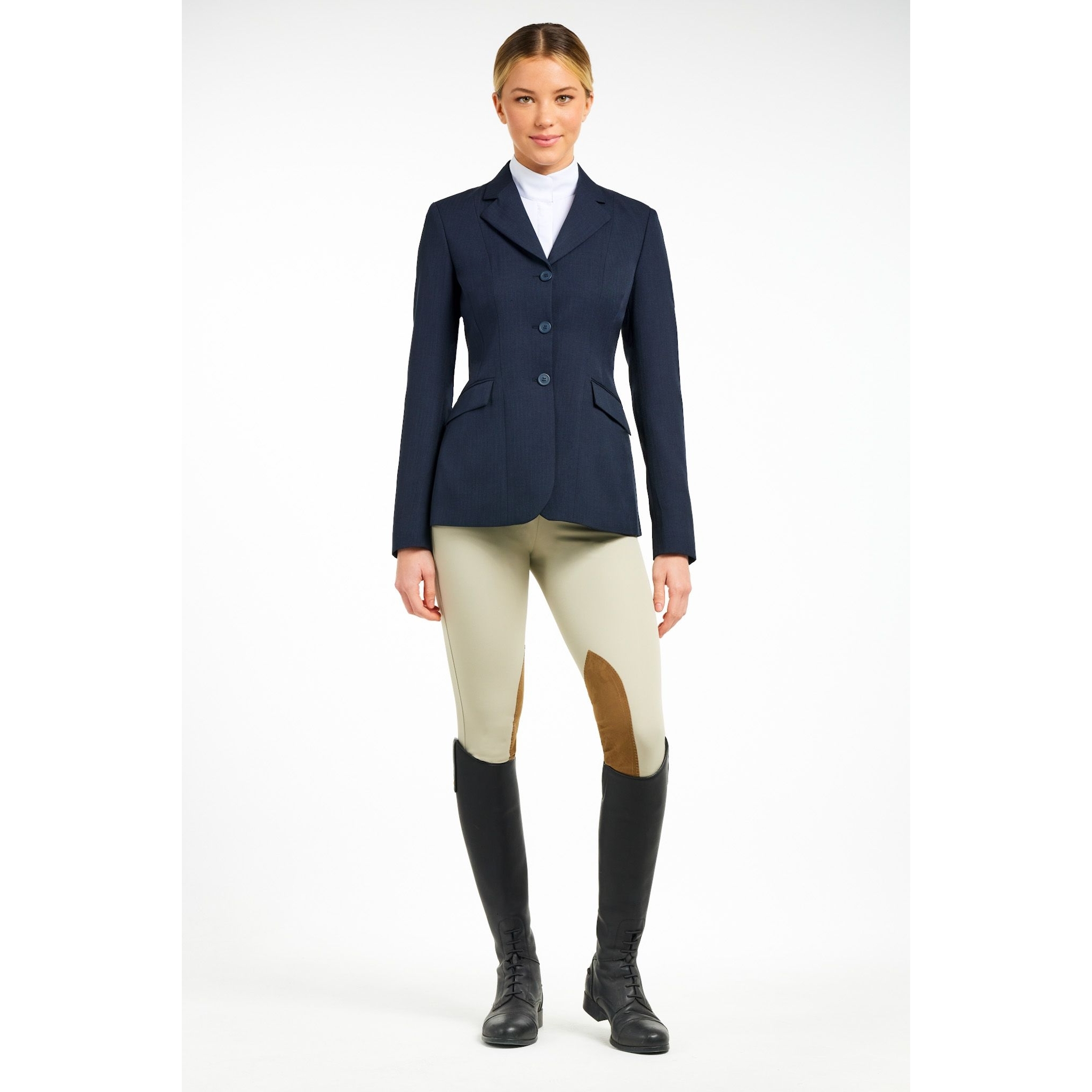 RJ Classics Ladies Devon Show Coat (Navy Herringbone) Ladies
