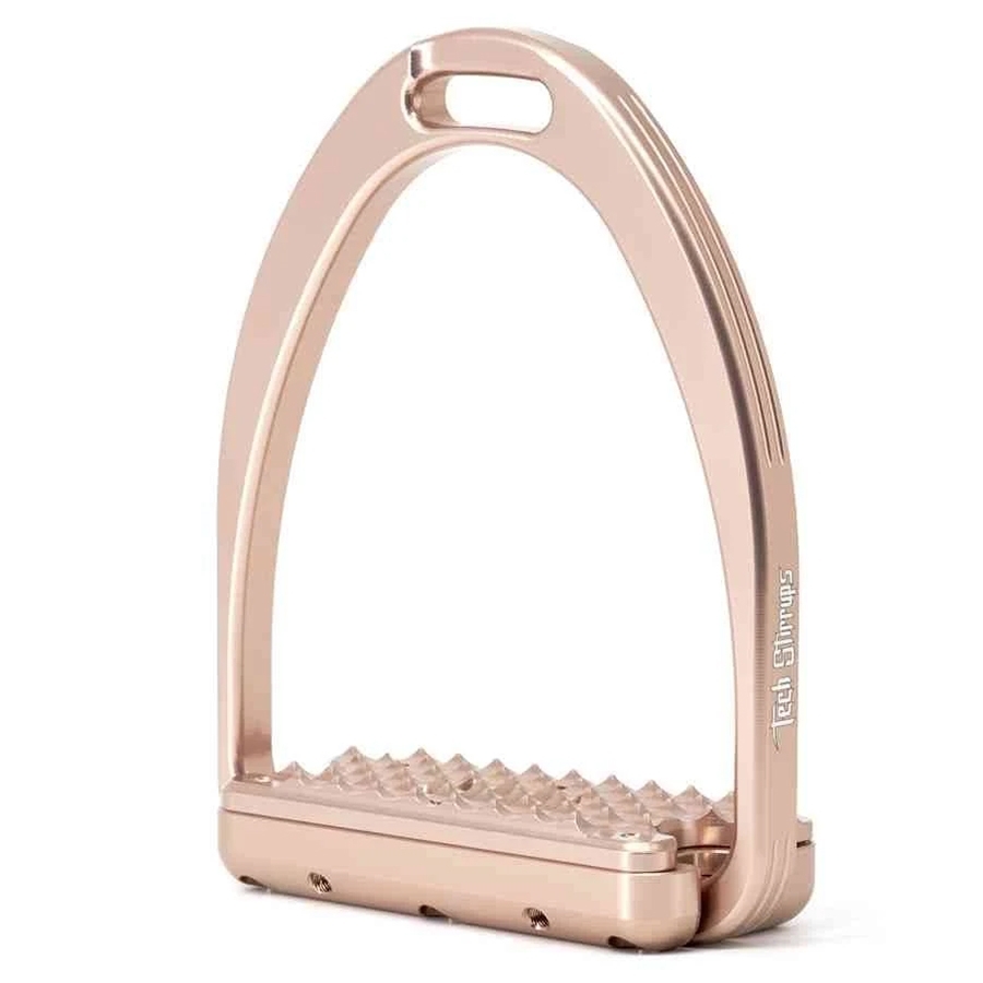 PRO IRON GEAR Rose Gold Offset Flexible Safety Stirrups - 4.75" - Stainless Steel