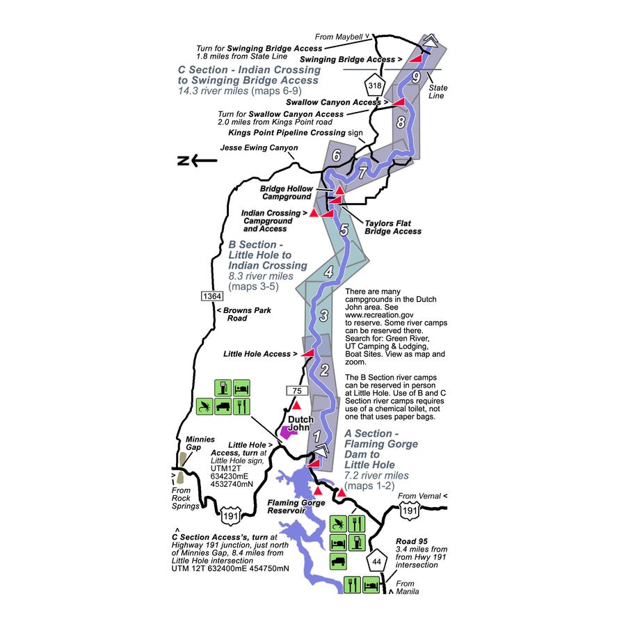 Flaming Gorge Fishing Map Down River Equipment
