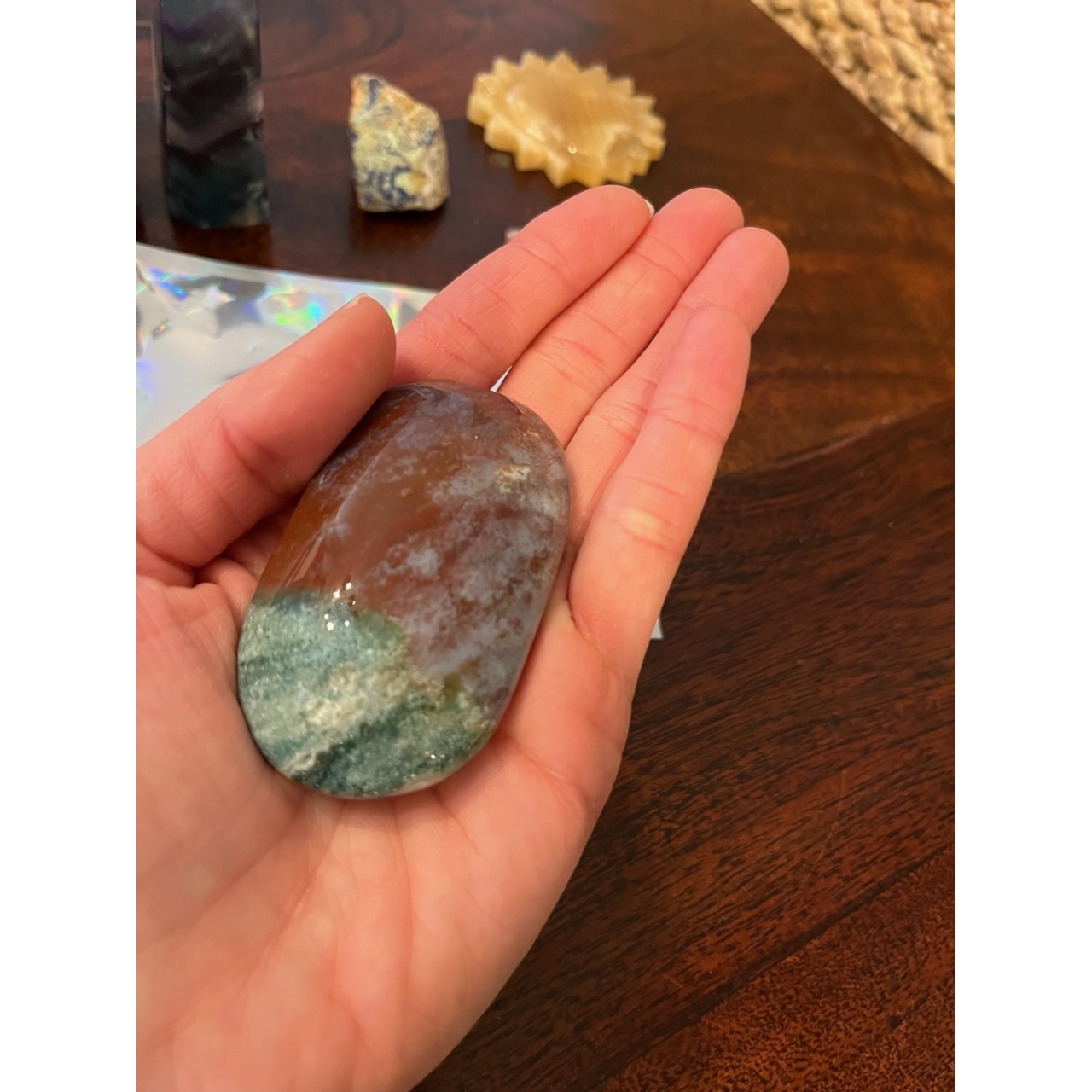 Moss Agate Palm Stone