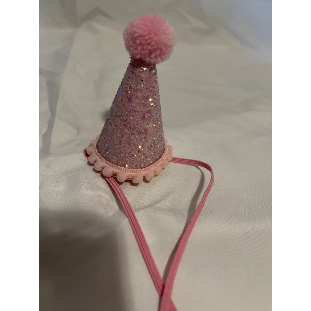 PLAIN/NO NUMBER Mini Party Hat (Pink/ Pink Pom Trim)
