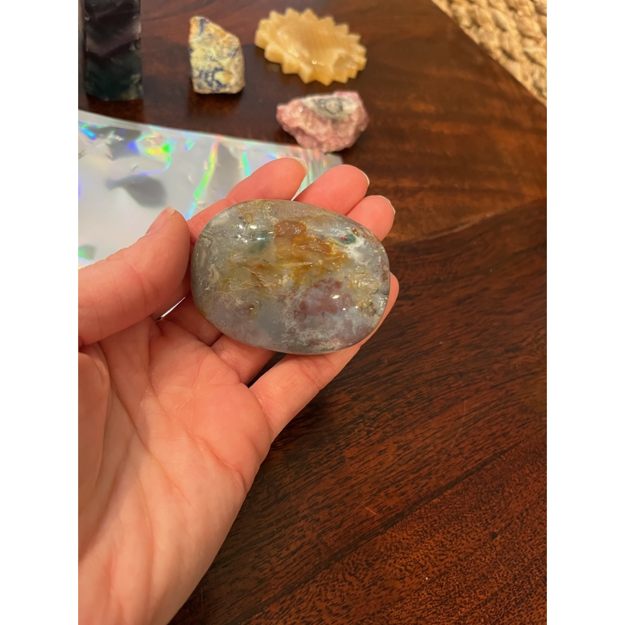 Moss Agate Palm Stone