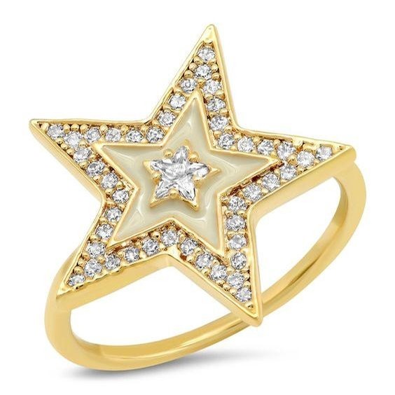 Enamel Star Ring (White)