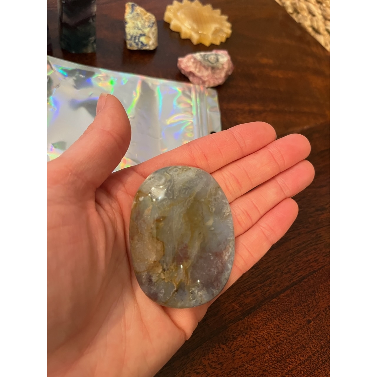 Moss Agate Palm Stone
