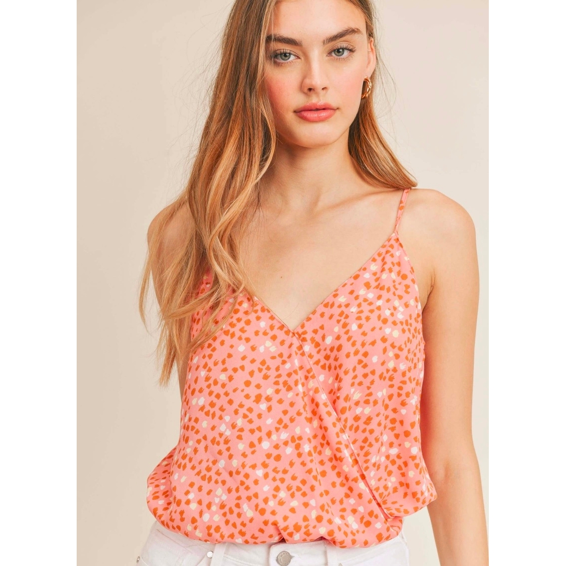 Floral Cami Tank Bodysuit (Coral)