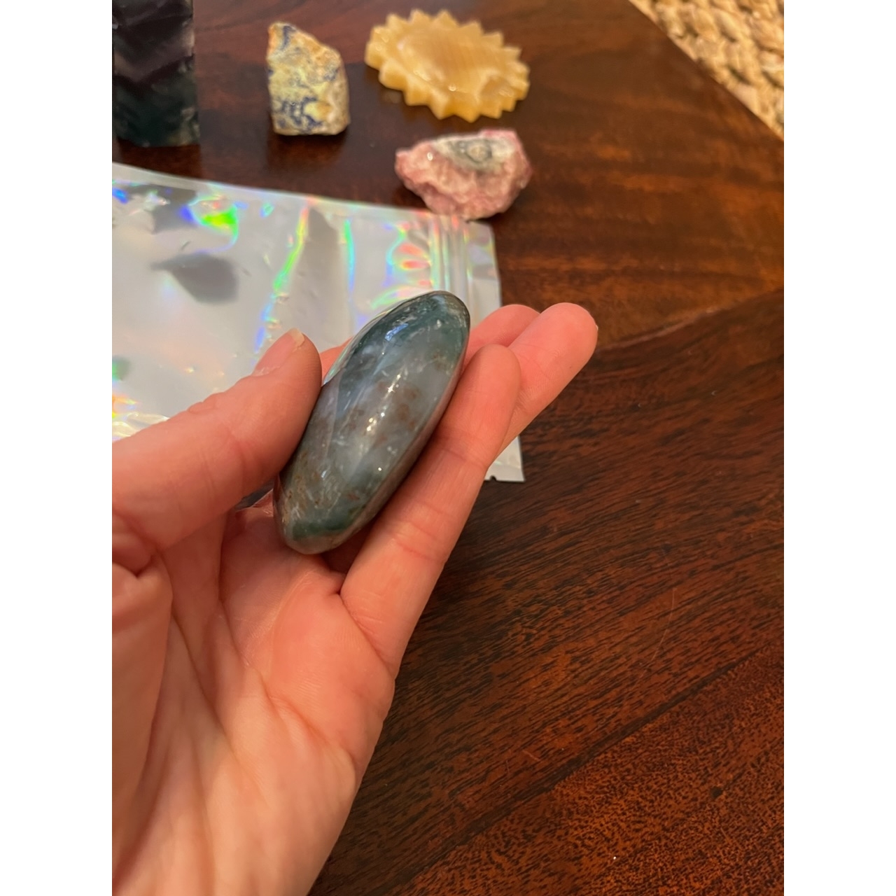 Moss Agate Palm Stone
