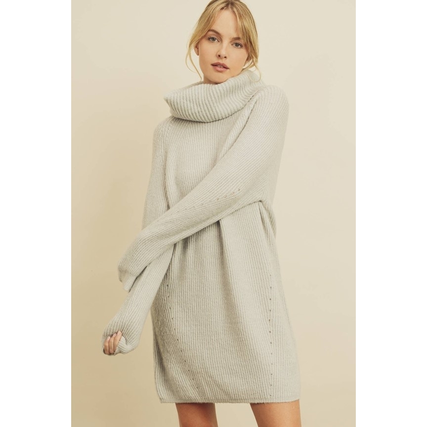 Turtleneck Sweater Dress (Heather Grey)