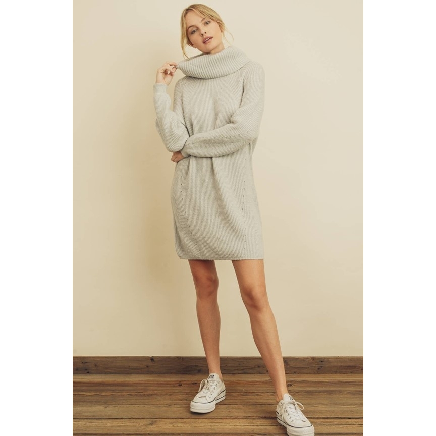 Turtleneck Sweater Dress (Heather Grey)