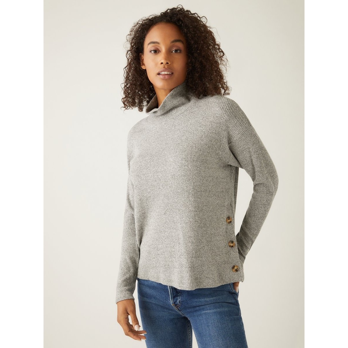FifteenTwenty Mock Neck Button Sweater 