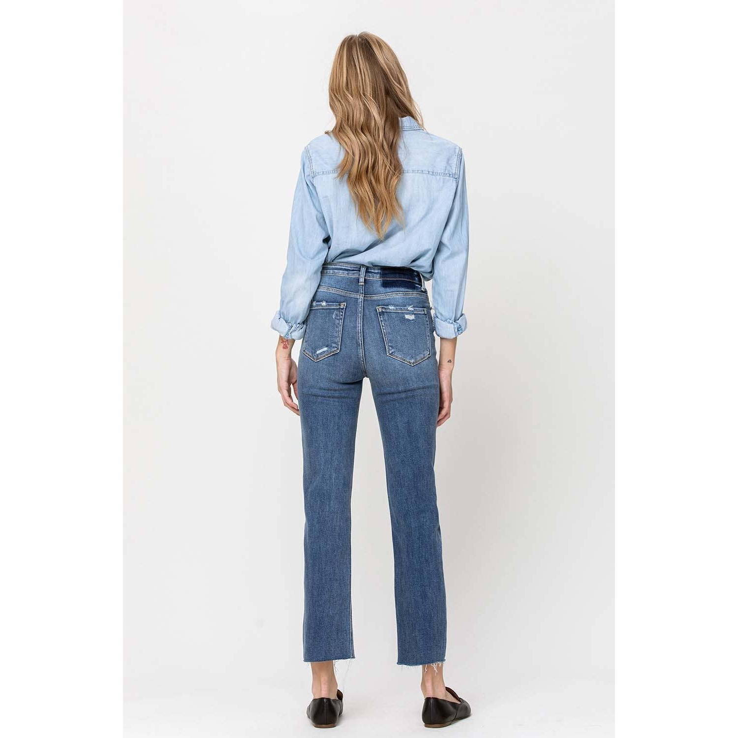 Triggered Super High Rise Ankle Straight (Med Blue)