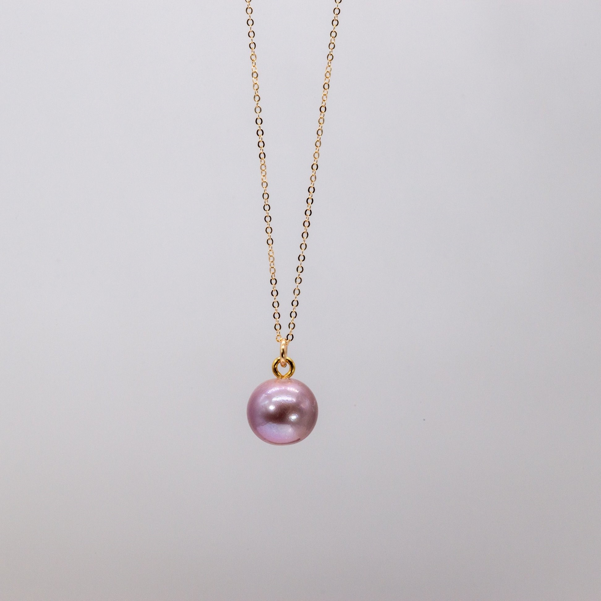 Pink Pearl Drop Necklace (Gold)
