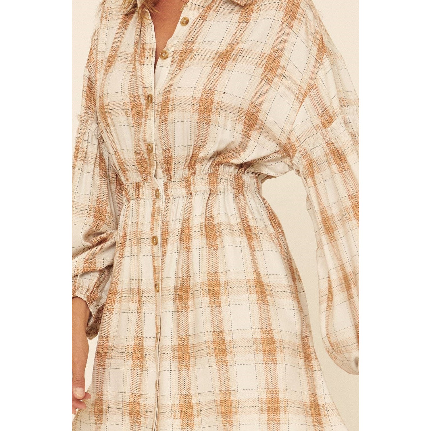 Hannah Plaid Dress (Camel)